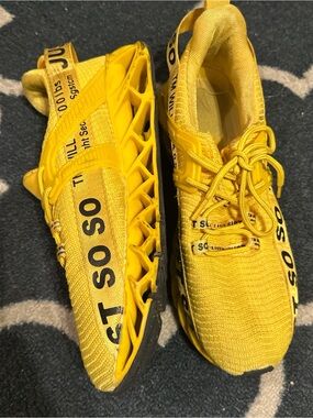 Yellow Kids Athletic Sneakers - Breathable Knit Running Shoes